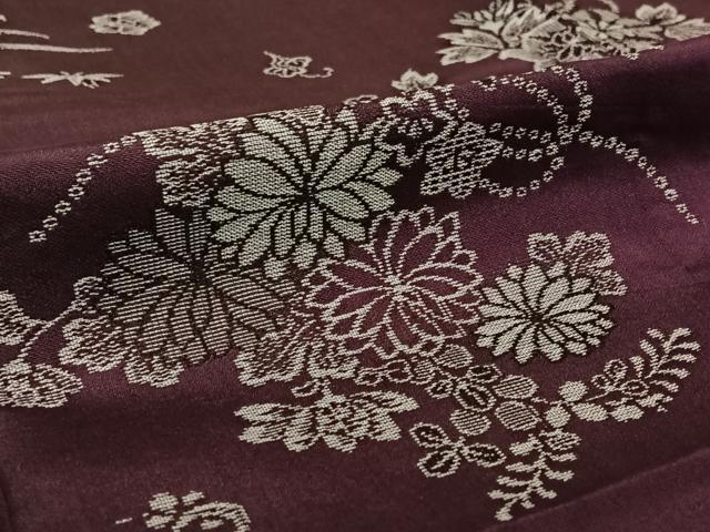平和屋着物▽上質な小紋　単衣　草花文　正絹　逸品　AABH5639jh