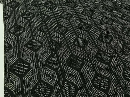 平和屋着物▽本塩沢　単衣　幾何学文様　正絹　逸品　AABH5641jh