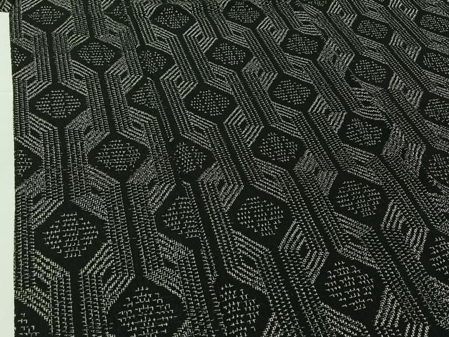 平和屋着物▽本塩沢　単衣　幾何学文様　正絹　逸品　AABH5641jh