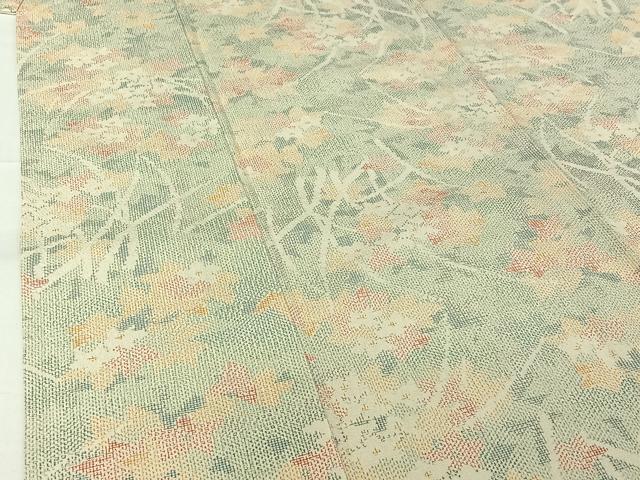 平和屋着物▽本塩沢　単衣　草花文　正絹　逸品　AABE0681jh 平和屋着物▽本塩沢 単衣 更紗花文 正絹 逸品 DABE4400azの通販 by