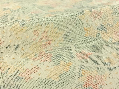 平和屋着物▽本塩沢　単衣　草花文　松坂屋扱い　正絹　逸品　AABH5642jh