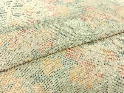 平和屋着物▽本塩沢　単衣　草花文　松坂屋扱い　正絹　逸品　AABH5642jh