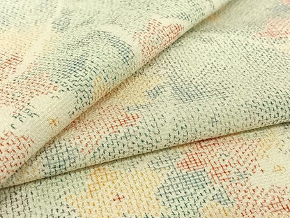 平和屋着物▽本塩沢　単衣　草花文　松坂屋扱い　正絹　逸品　AABH5642jh