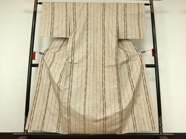 平和屋着物▽ぜんまい紬　単衣　縞　正絹　逸品　AABH5644jh 平和屋着物▽ぜんまい紬 単衣 縞 正絹 逸品 AABH5644jh