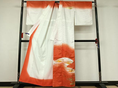平和屋着物▽訪問着　単衣　霞文　暈し染め　金彩　洗える着物　AABH5648jh