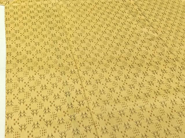 平和屋着物▽上質な紬　単衣　幾何学文様　正絹　逸品　AABH5651jh