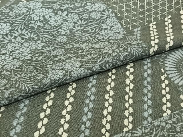 平和屋着物▽上質な小紋　単衣　紬地　草花文　正絹　逸品　AABH5652jh