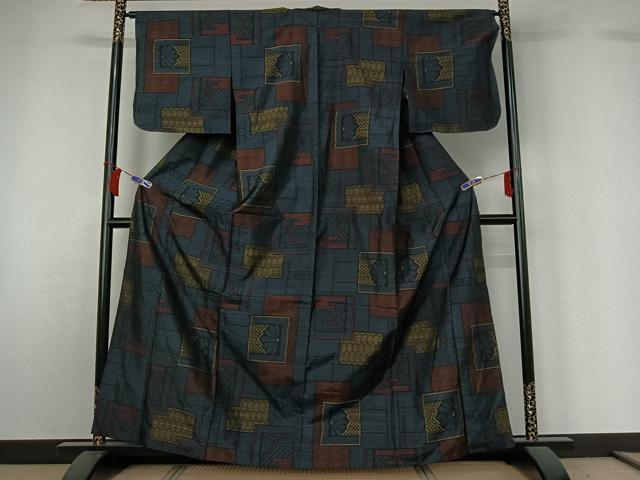 平和屋着物▽本場大島紬　単衣　吉祥花文　正絹　逸品　AABH5659jh 平和屋着物▽本場大島紬 単衣 吉祥花文 正絹 逸品 AABH5659jh