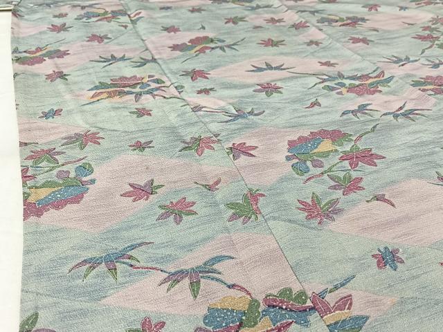 平和屋着物▽上質な小紋　単衣　草花文　やまと誂製　正絹　逸品　AABH5661jh