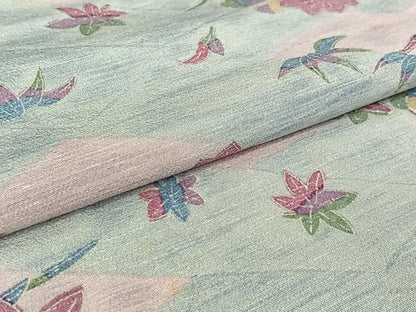平和屋着物▽上質な小紋　単衣　草花文　やまと誂製　正絹　逸品　AABH5661jh