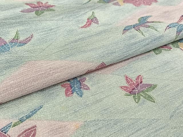 平和屋着物▽上質な小紋　単衣　草花文　やまと誂製　正絹　逸品　AABH5661jh