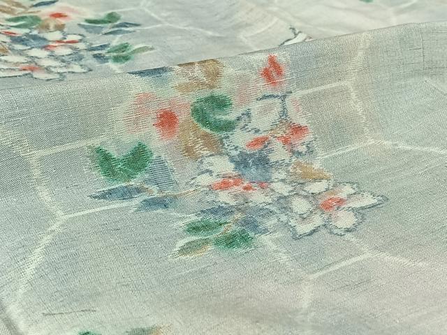 平和屋着物▽上質な紬　単衣　蜀江花文　正絹　逸品　AABH5663jh