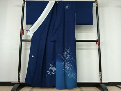 平和屋着物▽訪問着　単衣　作家物　草花文　暈し染め　さが美扱い　正絹　逸品　AABH5664jh