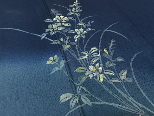 平和屋着物▽訪問着　単衣　作家物　草花文　暈し染め　さが美扱い　正絹　逸品　AABH5664jh 平和屋着物▽訪問着 単衣 作家物 草花文 暈し染め さが美