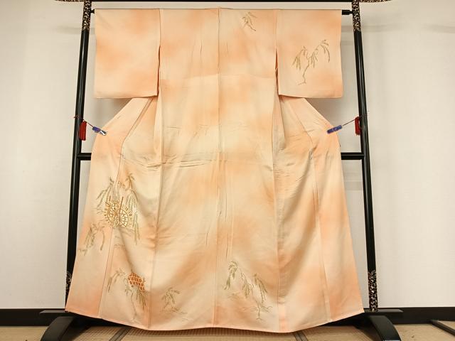 平和屋着物▽訪問着　単衣　水車　暈し染め　金彩　正絹　逸品　AABH5665jh