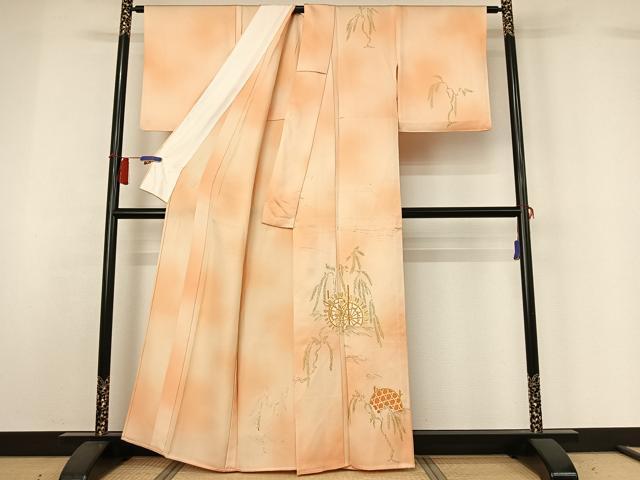 平和屋着物▽訪問着　単衣　水車　暈し染め　金彩　正絹　逸品　AABH5665jh 平和屋着物▽訪問着 単衣 水車 暈し染め 金彩 正絹 逸品 AABH5665jh