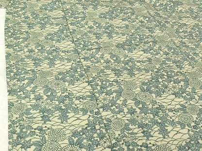 平和屋着物▽小紋　単衣　型染め　草花文　高島屋扱い　さんび謹製　洗える着物　AABH5666jh