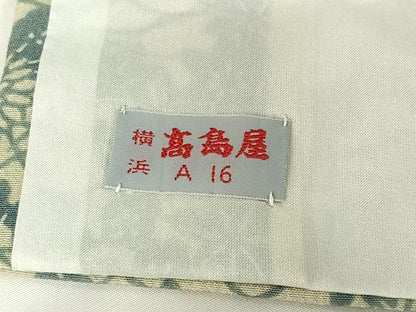 平和屋着物▽小紋　単衣　型染め　草花文　高島屋扱い　さんび謹製　洗える着物　AABH5666jh
