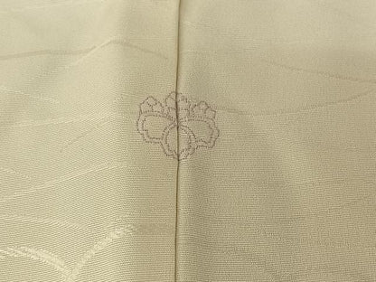 平和屋着物▽訪問着　単衣　手描き　駒刺繍　草花文　暈し染め　金彩　正絹　逸品　AABH5670jh