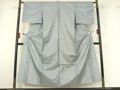 平和屋着物▽本場染大島紬　単衣　縞　正絹　逸品　AABH5673jh