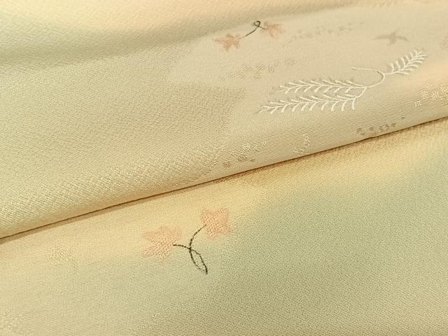 平和屋着物▽上質な小紋 単衣 地紋起こし 草花文 暈し染め 正絹 逸品 AABH5676jh