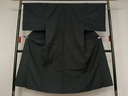平和屋着物▽男性　紬　単衣　格子　正絹　逸品　AABH5677jh