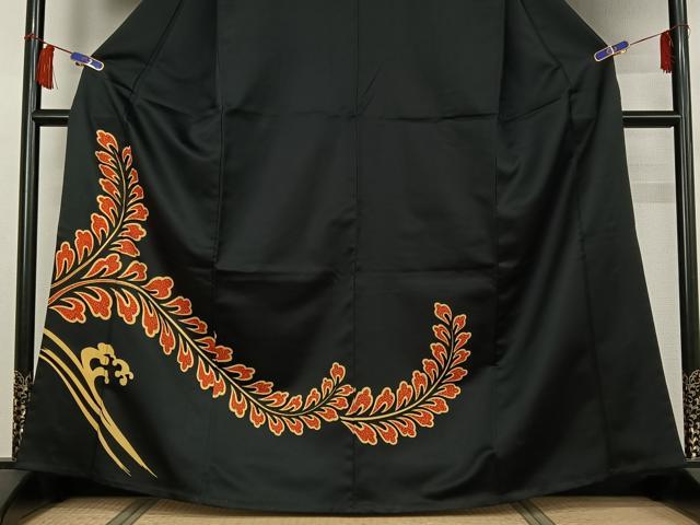平和屋着物▽訪問着　単衣　立波花文　黒地　AABH5678jh 平和屋着物▽訪問着 単衣 立波花文 黒地 AABH5678jh