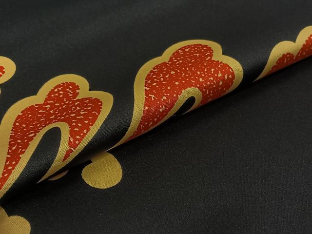 平和屋着物▽訪問着　単衣　立波花文　黒地　AABH5678jh 平和屋着物▽訪問着 単衣 立波花文 黒地 AABH5678jh