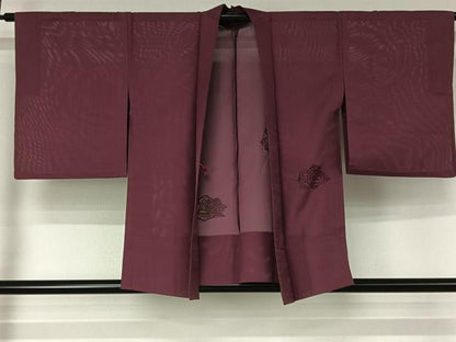 平和屋着物▽羽織　スリーシーズン　春夏秋　塵除け　風景花文　浅蘇芳色　正絹　逸品　AABH5680jh