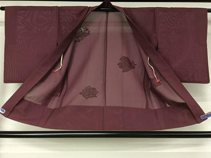 平和屋着物▽羽織　スリーシーズン　春夏秋　塵除け　風景花文　浅蘇芳色　正絹　逸品　AABH5680jh