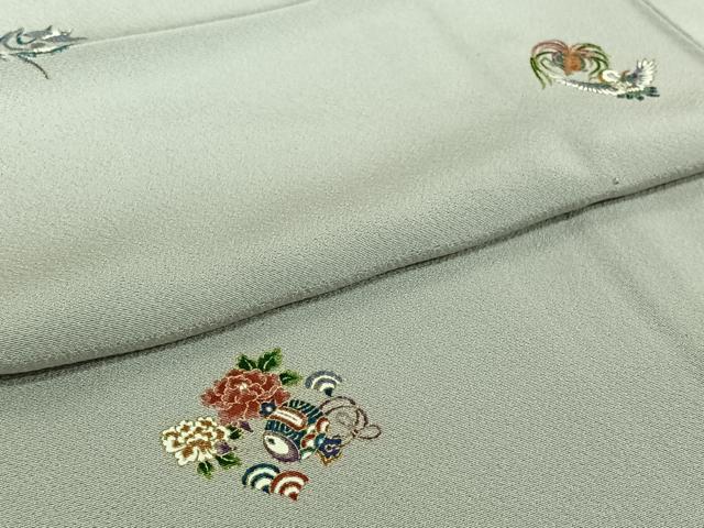 平和屋着物▽上質な小紋　単衣　宝尽くし花鳥文　金彩　正絹　逸品　AABH5682jh 平和屋着物▽上質な小紋 単衣 宝尽くし花鳥文 金彩 正絹 逸品 AABH5682jh