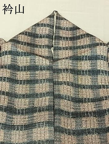 平和屋着物▽上質な小紋 単衣 格子 正絹 逸品 AABH5684jh