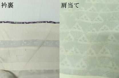 平和屋着物▽上質な小紋　単衣　お召地　草花文　正絹　逸品　AABH5686jh