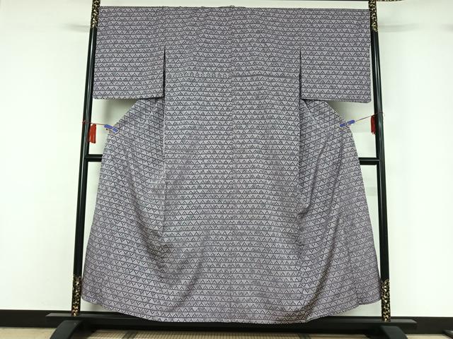 平和屋着物▽上質な小紋 単衣 お召地 草花文 正絹 逸品 AABH5686jh