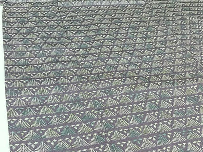 平和屋着物▽上質な小紋　単衣　お召地　草花文　正絹　逸品　AABH5686jh