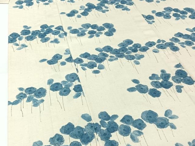 平和屋着物▽上質な小紋　単衣　紬地　草花文　正絹　逸品　AABH5687jh