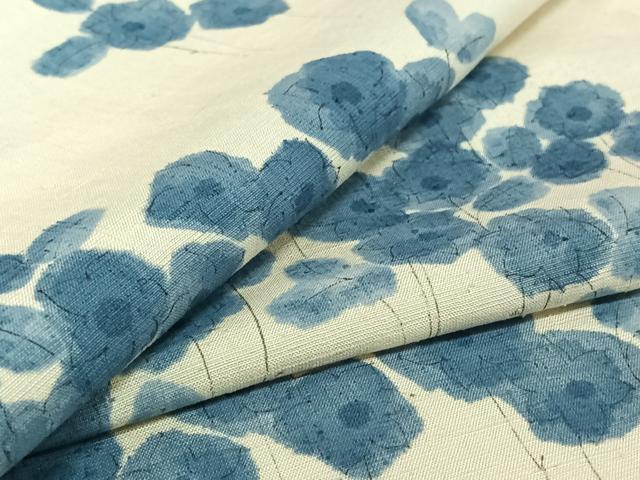 平和屋着物▽上質な小紋　単衣　紬地　草花文　正絹　逸品　AABH5687jh