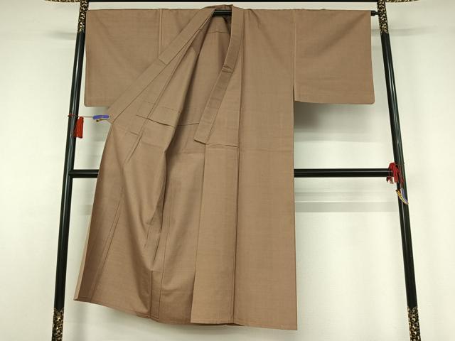平和屋着物▽男性　紬　単衣　空五倍子色　正絹　逸品　AABH5689jh