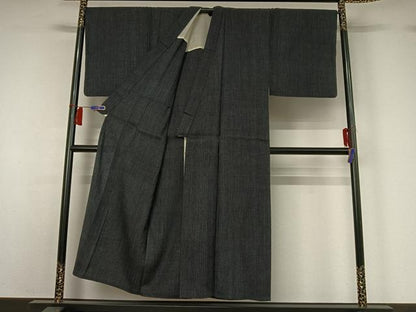 平和屋着物▽男性　紬　単衣　縞　正絹　逸品　AABH5690jh