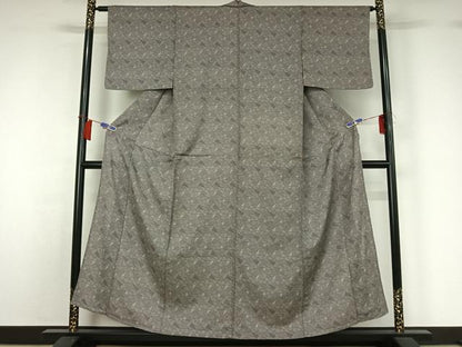 平和屋着物▽上質な小紋　単衣　切り嵌め文　正絹　逸品　AABH5691jh