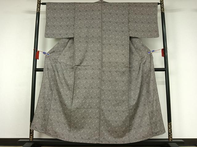 平和屋着物▽上質な小紋　単衣　切り嵌め文　正絹　逸品　AABH5691jh