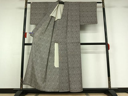 平和屋着物▽上質な小紋　単衣　切り嵌め文　正絹　逸品　AABH5691jh