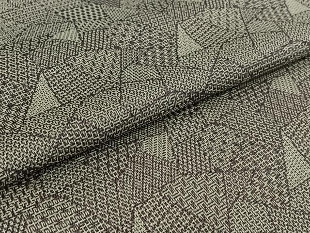 平和屋着物▽上質な小紋　単衣　切り嵌め文　正絹　逸品　AABH5691jh