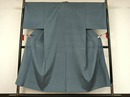 平和屋着物▽男性　色無地　単衣　お召地　舛花色　正絹　逸品　AABH5692jh