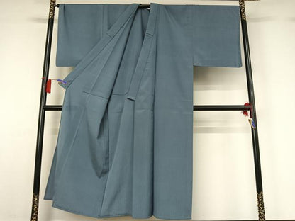 平和屋着物▽男性　色無地　単衣　お召地　舛花色　正絹　逸品　AABH5692jh