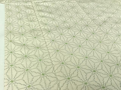 平和屋着物▽上質な紬　単衣　麻の葉文様　正絹　逸品　AABH5699jh