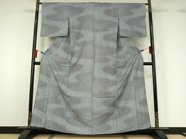 平和屋着物▽上質な小紋　単衣　紬地　霞文　正絹　逸品　AABH5701jh 平和屋着物▽上質な小紋 単衣 紬地 霞文 正絹 逸品 AABH5701jh