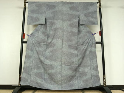 平和屋着物▽上質な小紋　単衣　紬地　霞文　正絹　逸品　AABH5701jh