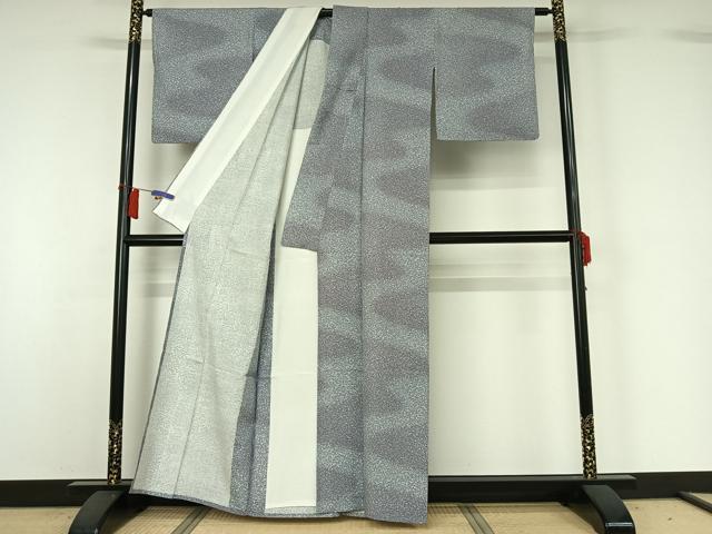平和屋着物▽上質な小紋　単衣　紬地　霞文　正絹　逸品　AABH5701jh 平和屋着物▽上質な小紋 単衣 紬地 霞文 正絹 逸品 AABH5701jh