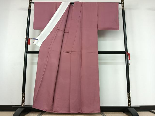 平和屋着物▽上質な色無地 単衣 石竹色 正絹 逸品 AABH5706jh